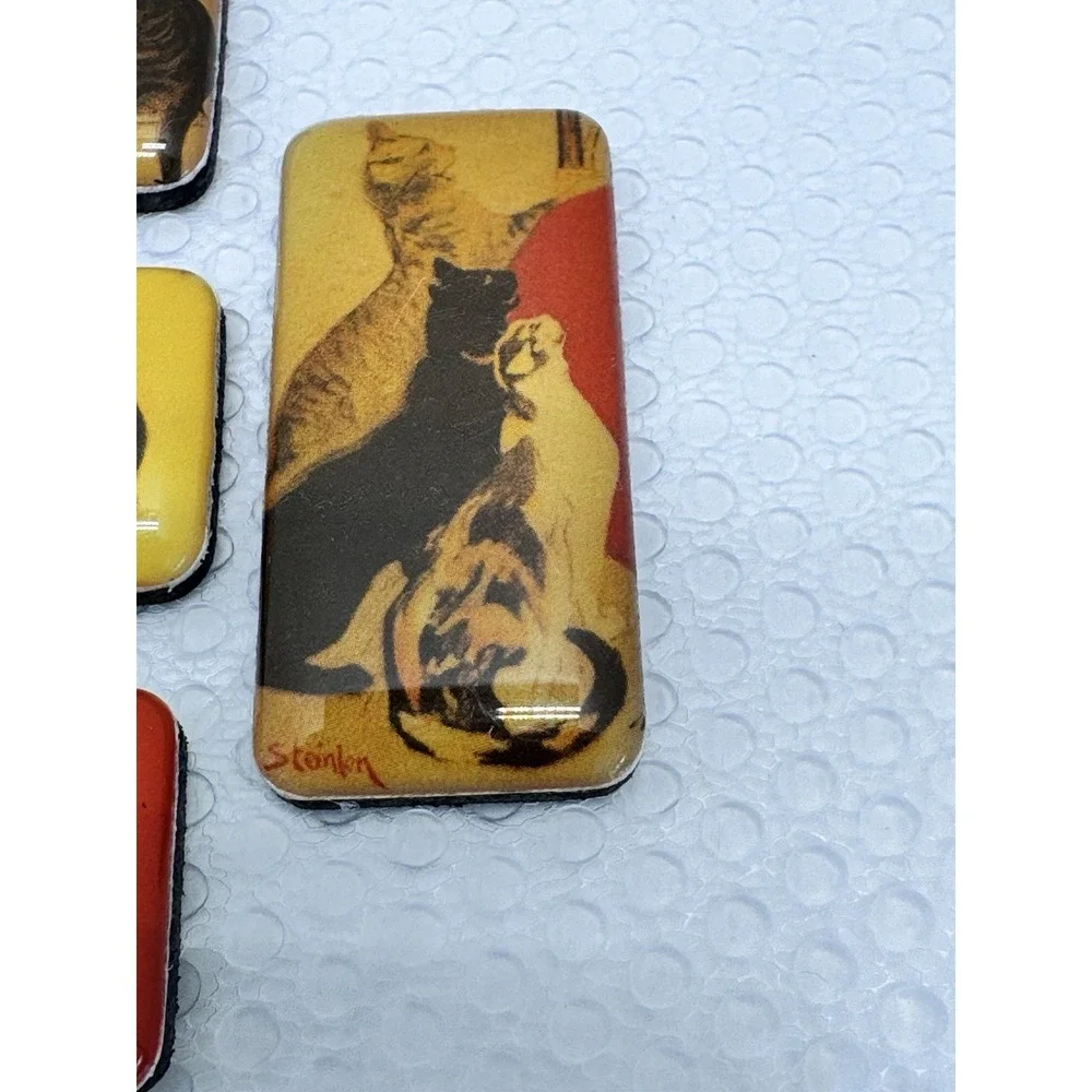 Steinlen Black Cat Refrigerator Magnets Fridge (6) Felines Black & Orange Kitty